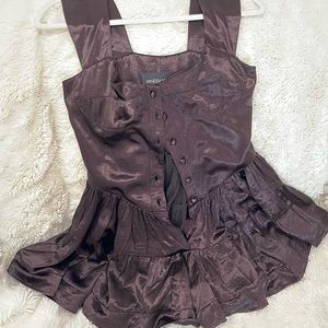 NWOT Vanessa Mooney - THE ELISABETH ROMPER DRESS - BLACK SATIN